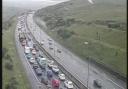 Traffic has built up on the M62