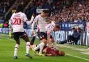 George Johnston goes in on Bradford's George Lapslie
