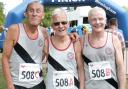 RACE ACES: Steve Nolan, left, Mel Walker, centre, and Keith Thomas finished a fine 19th at the National Masters Relay in Sutton Coldfield