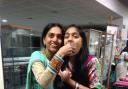 Mum Dipika Patel and daughter Astha Patel enjoying the selection of food at Sharad Purnima Na Garba