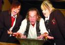 HUBBLE BUBBLE: Ian B Dunne works his magic to the amazement of pupils Jamie Gardner, left, and Sophie Fagan, both aged 15