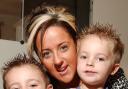 BROTHERS IN ARMS: Stephanie Jones and her two sons, Kian, aged five, left, and Keegan, aged two