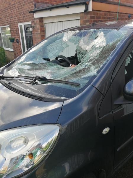 VANDALISED: Michelle Stewarts car was vandalised outside the town hall