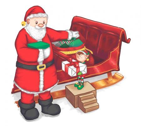 ILLUSTRATIONS: Santa and Ed the Elf
