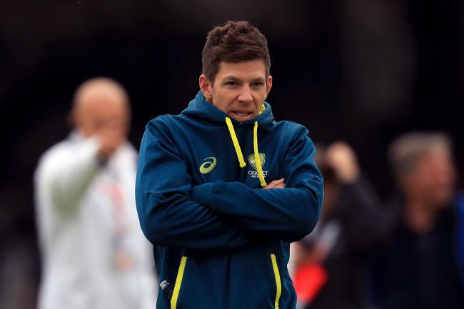 Tim Paine stands on the field in his Australia jacket