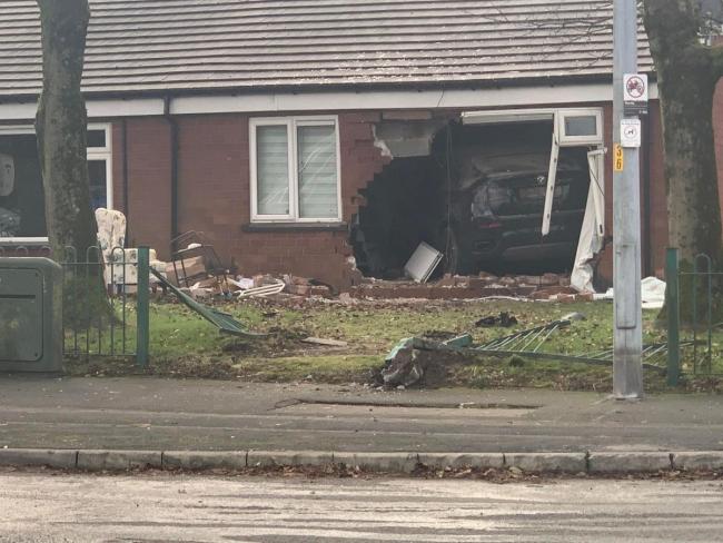 Crash: The BMW hit a house on Bolton Road, Westhoughton