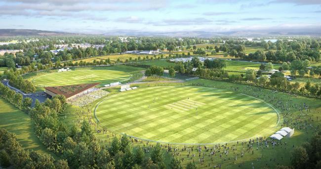 An artist's impression of the new cricket ground proposed by Lancashire at Farington