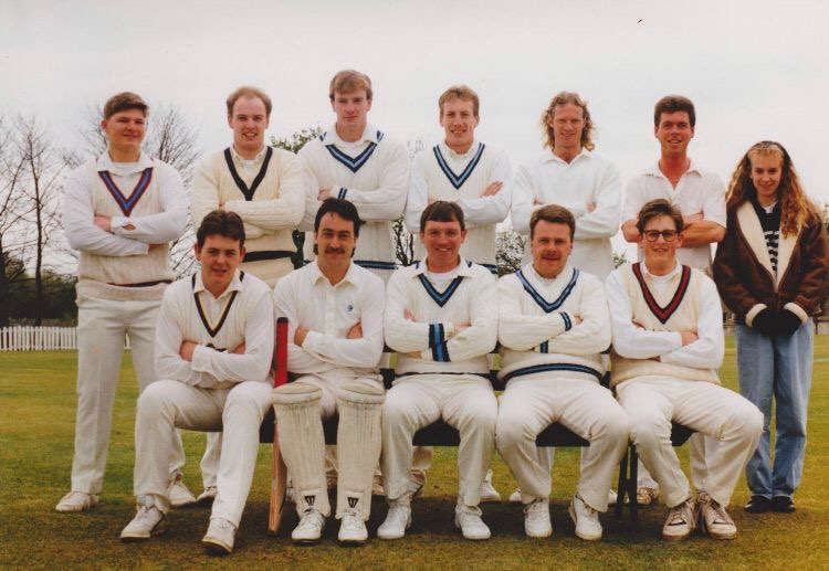 Westhoughton cricket club: Back row 4th in from either side: Graham Hill and Steve Lucas 2nd from the left
