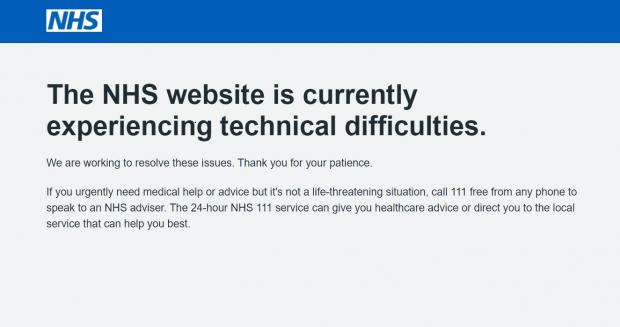 The Bolton News: NHS booster website was experiencing technical issues (Screengrab) 