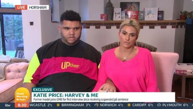 The Bolton News: Katie Price with her son Harvey during an interview with GMB 