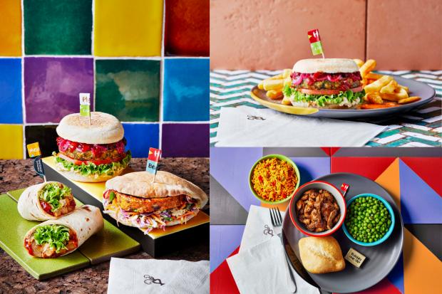 The Bolton News: Left - Clockwise: Spiced Chickpea Burger, Portobello Mushroom burger & Chicken Livers (Nando's)