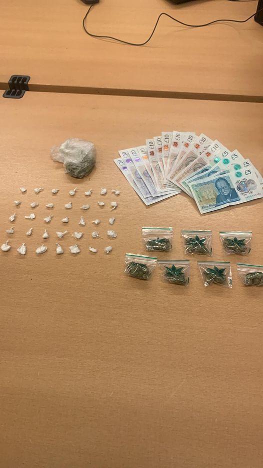 Drugs and cash discovered in vehicle after police chase through Bolton. Picture GMBoltonNorth