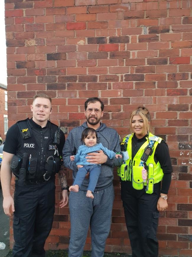 RESCUED: PC Challenor and PC McDonald with baby Jood