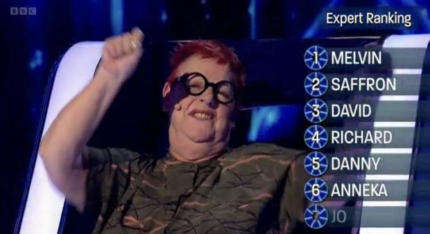 The Bolton News: Jo Brand comes last in The Wheel celebrity expert rankings. Credit: BBC