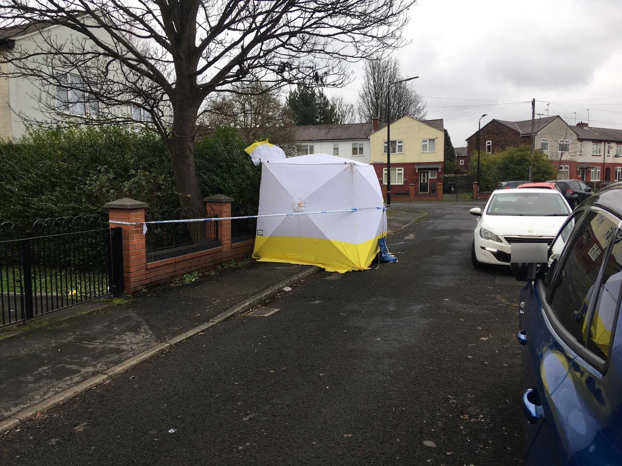 A police tent in Stetford this morning, Sunday