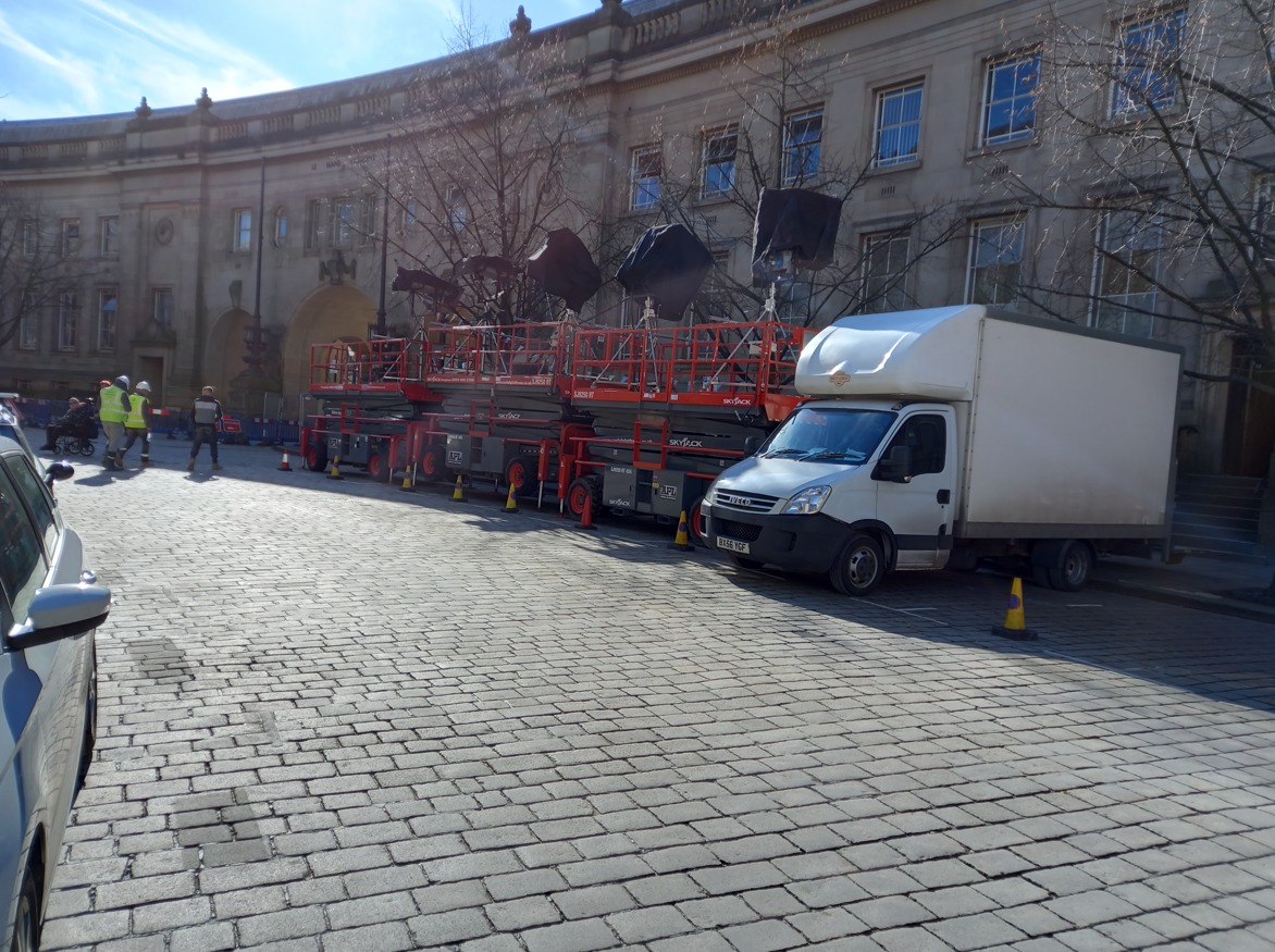 Production crews in Bolton for the filming of Ridley