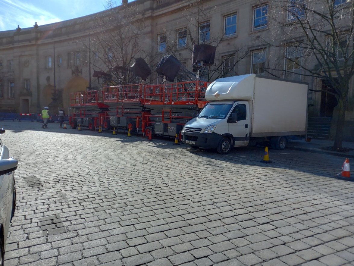 Production crews in Bolton for the filming of Ridley