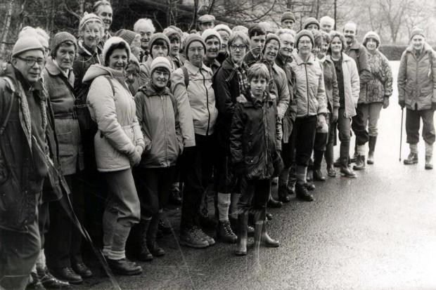100th BIRTHDAY: Bolton HF Walking Club start off from Barrow Bridge, New Year 1983