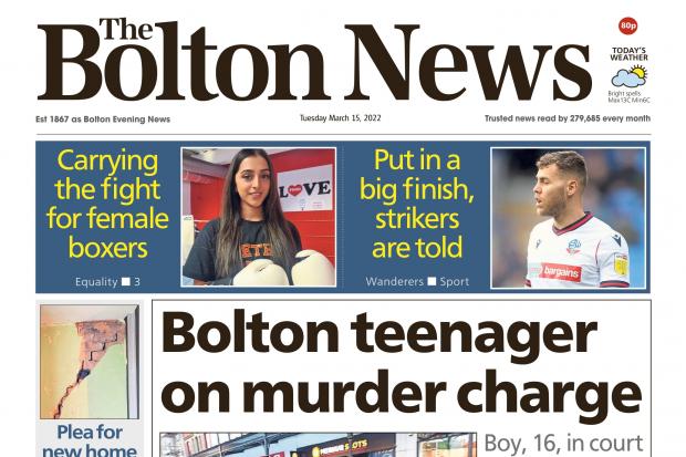 The Bolton News front page on 15/03/2022