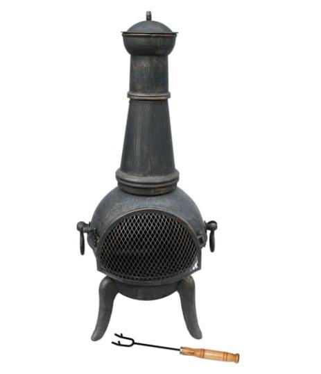 The Bolton News: Charles Bentley 124cm Extra Large Cast Iron & Steel Outdoor Chiminea - Black. Credit: Wickes