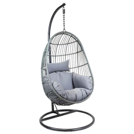 The Bolton News: Charles Bentley Rattan Egg Shaped Garden Swing Chair - Grey. Credit: Wickes