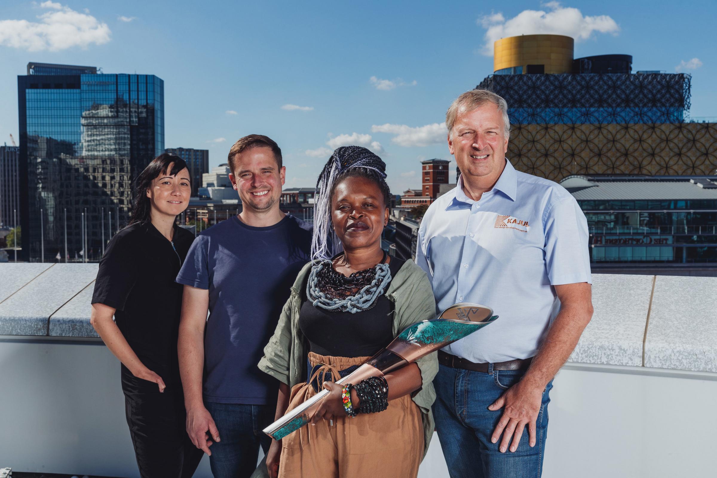 Undated handout photo of artist Laura Nyahuye (centre) alongside team members from Coventry-based MAOKWO who designed a smart baton which will be used in the Queens Baton Relay for the Birmingham 2022 Commonwealth Games. The baton is enhanced with
