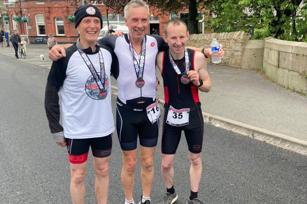 TRIATHLETES: Andy Dunleavy, Stephen Horsman and Gareth Doherty