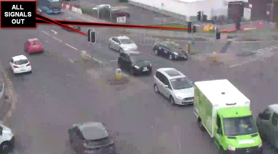Bolton: Traffic lights go out on A58 Crompton Way, Blackburn Road, Moss Bank Way junction