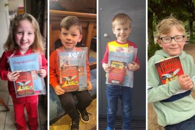 Alice, Theo, Oscar and Otis were so excited to find copies of The Boy With Wings