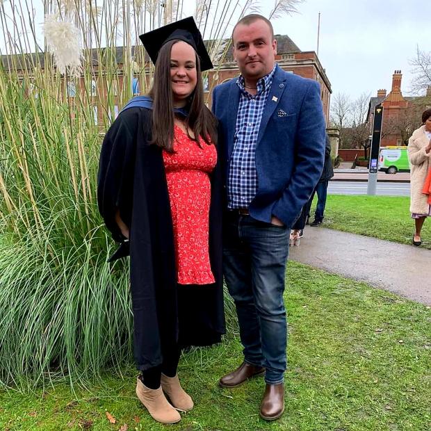 The Bolton News: Richard and Jennifer at her graduation in December, around the time they found out they were expecting