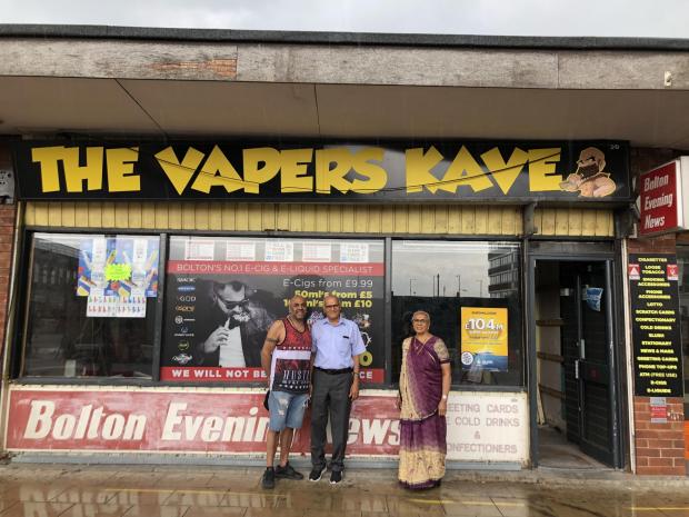 The Bolton News: Owned for generations: L-R Mav Halai and his parents, Manji Halai and Meghbai Halai, the generations of owners of the store