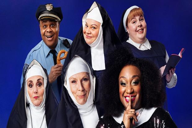 Lesley Joseph with the cast of Sister Act