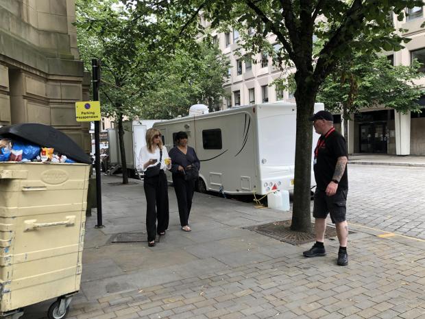 The Bolton News: Film crews and stars were also seen in the town on Monday, June 11