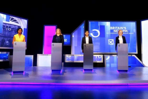 The Bolton News: The final four (L to R) Kemi Badenoch, Penny Mordaunt, Rishi Sunak and Liz Truss at the televised leadership debate. Credit :PA
