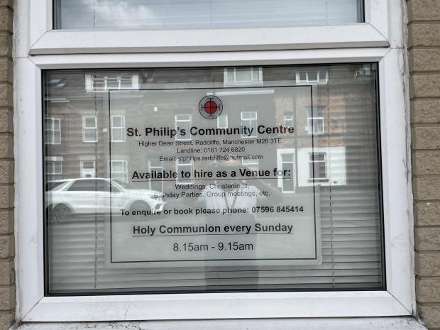 The Bolton News: A sign in the window of St Phillip's Community Centre