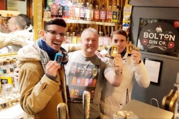 The Bolton News: Bolton Pride Associate Directors Rob (left) and Kev (right) Wright & Bolton Gin Company owner Paul Welch (middle) who are supporting the event