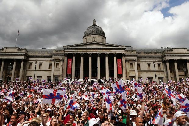 The Bolton News: England fans during a fan celebration to commemorate England's historic UEFA Women's EURO 2022 triumph in Trafalgar Square. Credit: PA