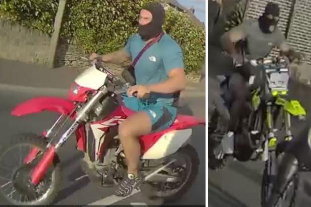 Police appeal for information about two balaclava-cladded motorbike riders seen driving around the Batley and Birstall area. Picture: West Yorkshire Police