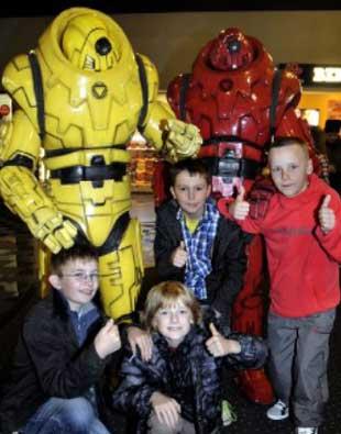 MEET THE ROBOTS: From left, Adam Berry, aged 12, and his brother Christopher, aged nine, and Jasmine Smyth and Dane Edgerley, both aged nine