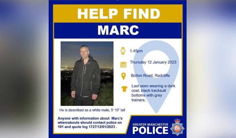 Police launch appeal to find missing Radcliffe man Marc
