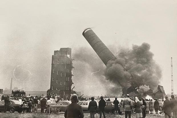 Demolition of Ocean Mill, Great Lever, 1982