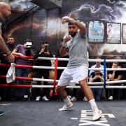 Amir Khan at a media workout at his gym in Bolton