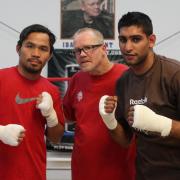 Amir Khan with Manny Pacquiao and Freddie Roach during their time together in Los Angeles
