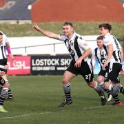 Connor Hall celebrates one of his FA Cup goals for Chorley in their 2019/20 run to the fourth round