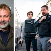 The writer of Line of Duty, Jed Mercurio. Right, Vicky McClure as Kate Fleming and Martin Compston, who plays Steve Arnott