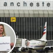 Manchester Airport's holding protest over travel restrictions (Inset: Twitter/  @manairport)