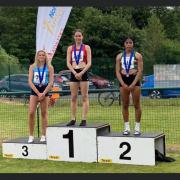Sophie Walton on the podium at the Northern Athletics Championships. Picture: Shaun Walton
