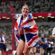 Keely Hodgkinson celebrates her silver medal