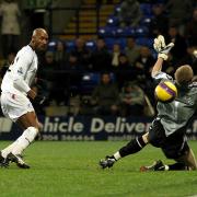 Nicolas Anelka scores for Bolton against Wigan Athletic in 2007.