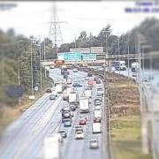 CCTV image shows two lanes blocked on M60